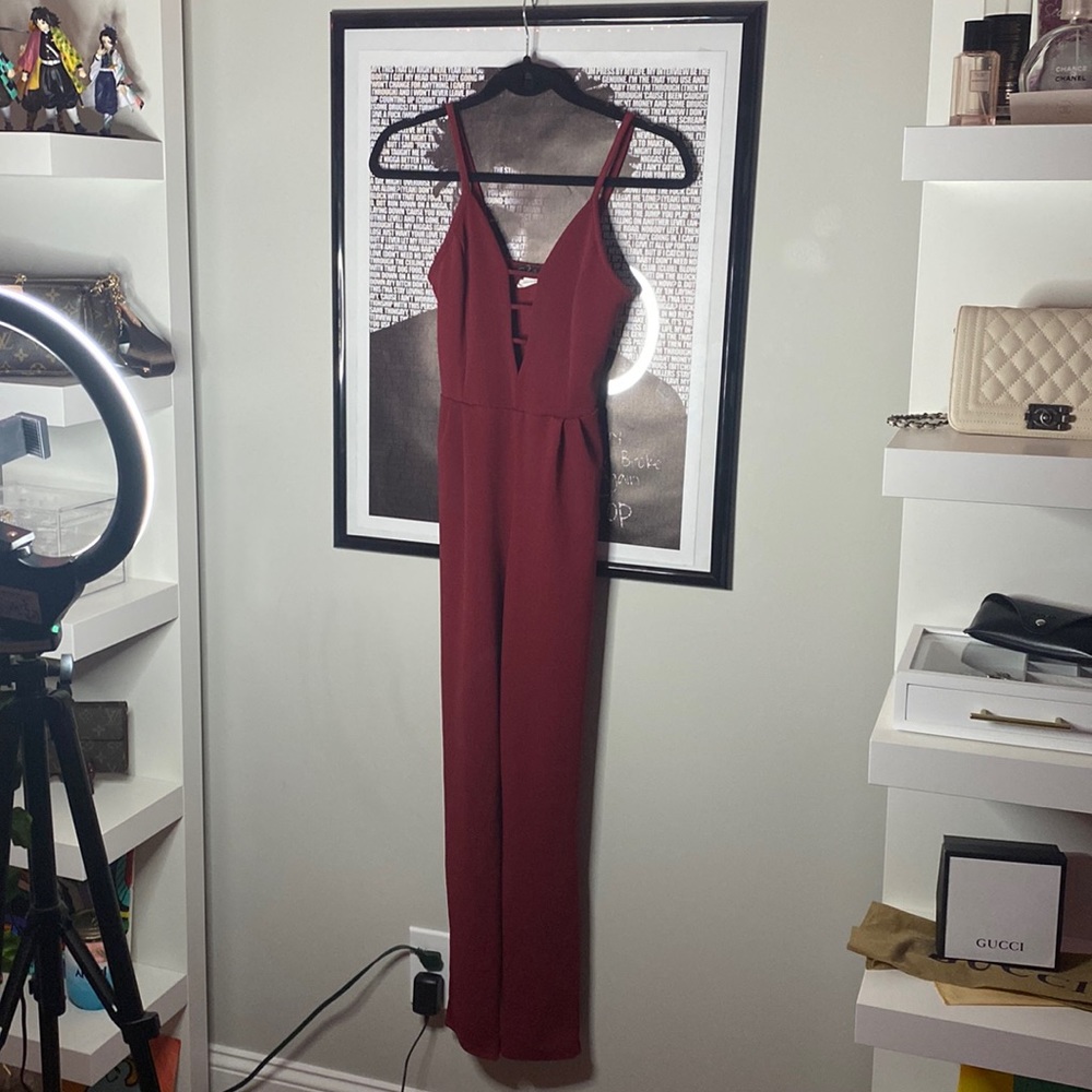 french atmosphere red jumpsuit. SIZE: S